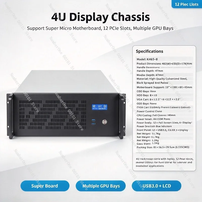 Obudowa serwera 4U, 12 slotów  – Server Gpu Chassis 4U recenzja i cena